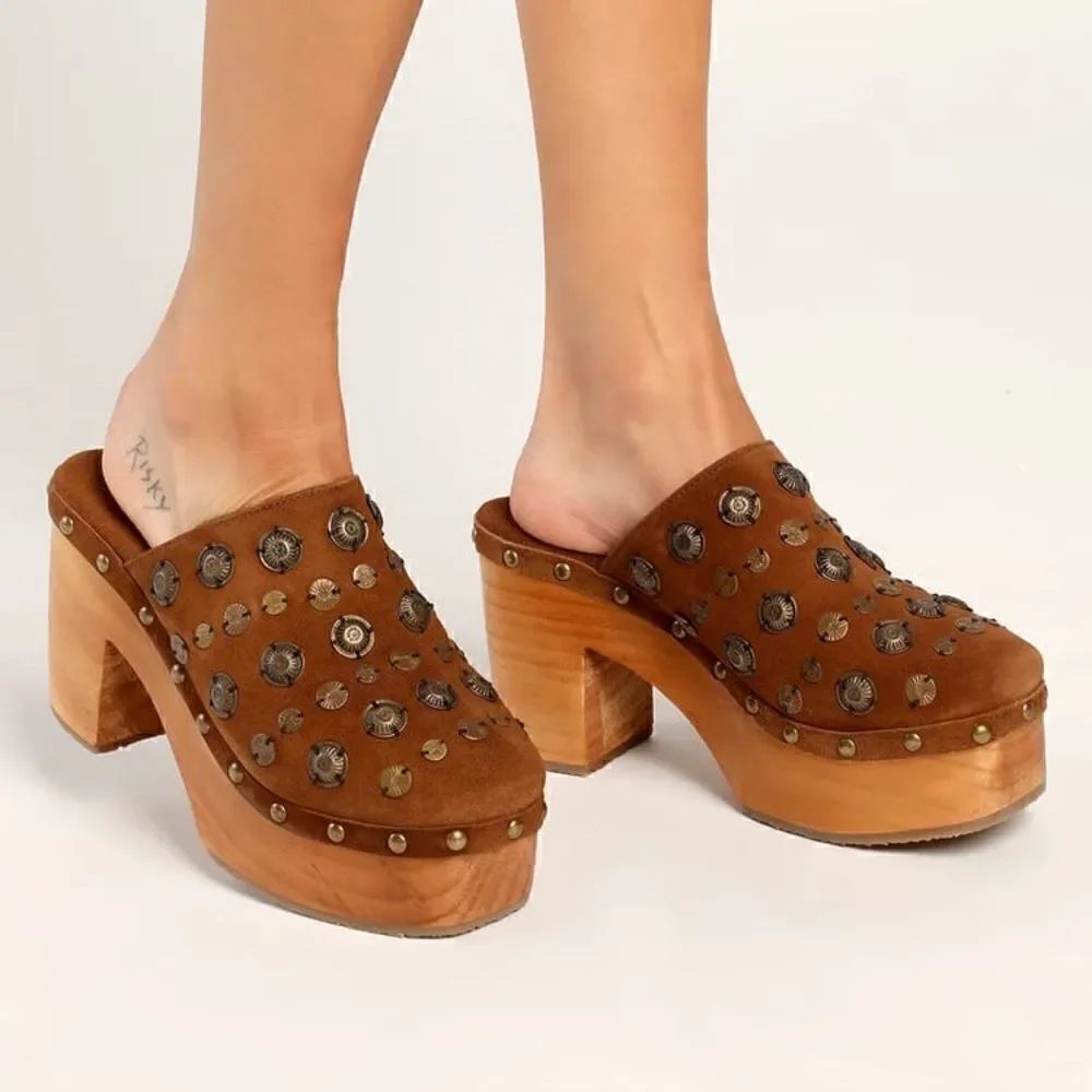 FREE PEOPLE CLAUDIA CLOGS NEW BROWN LEATHER